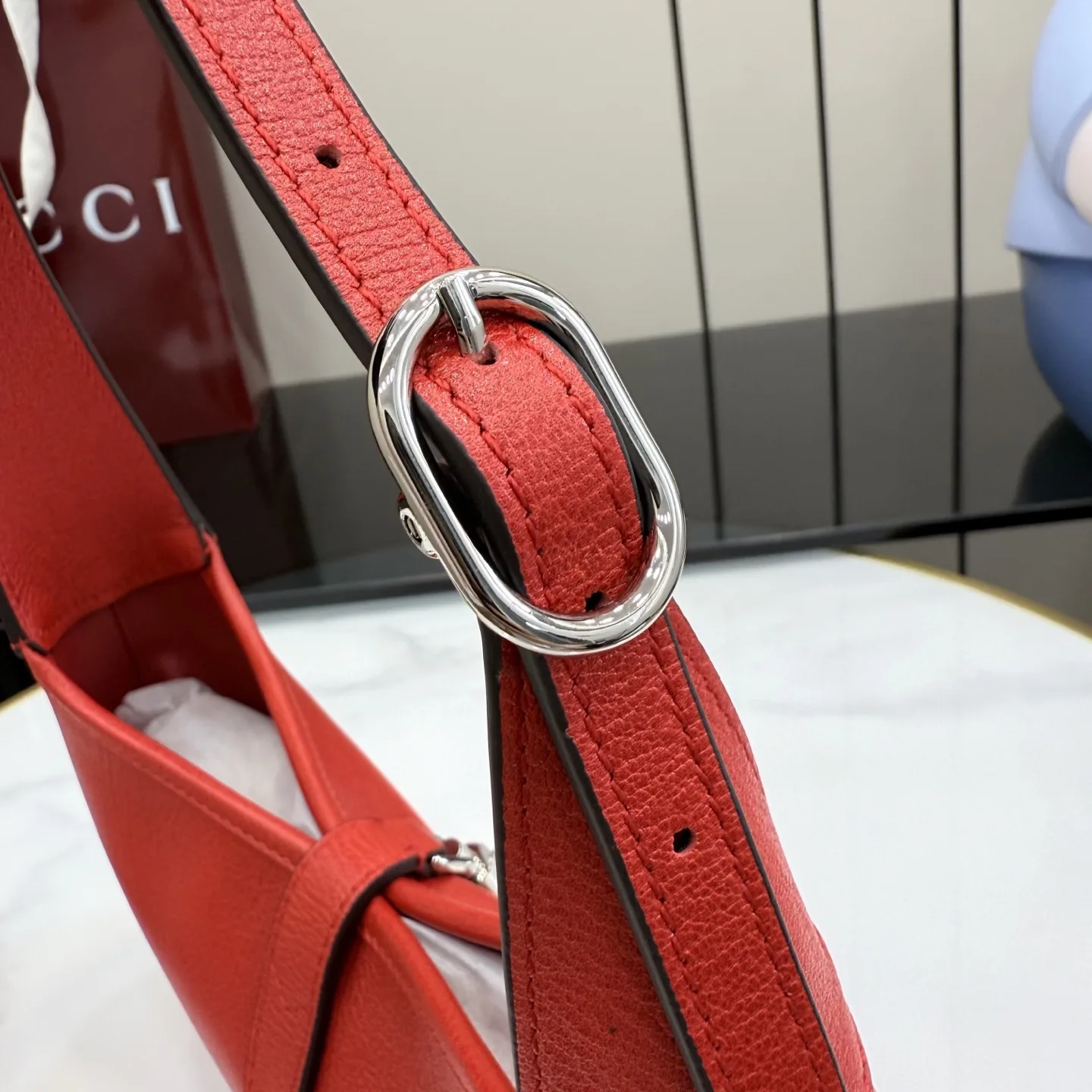 Gucci Red Jackie Grained Leather Shoulder Bag product photo from LabelPicks