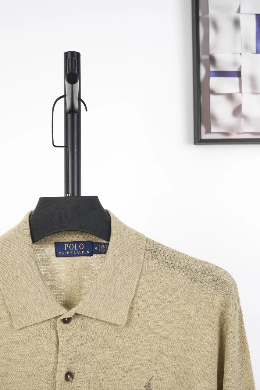 Ralph Lauren Khaki Linen Single Breasted Long Sleeve Cardigan Shirt product photo from LabelPicks