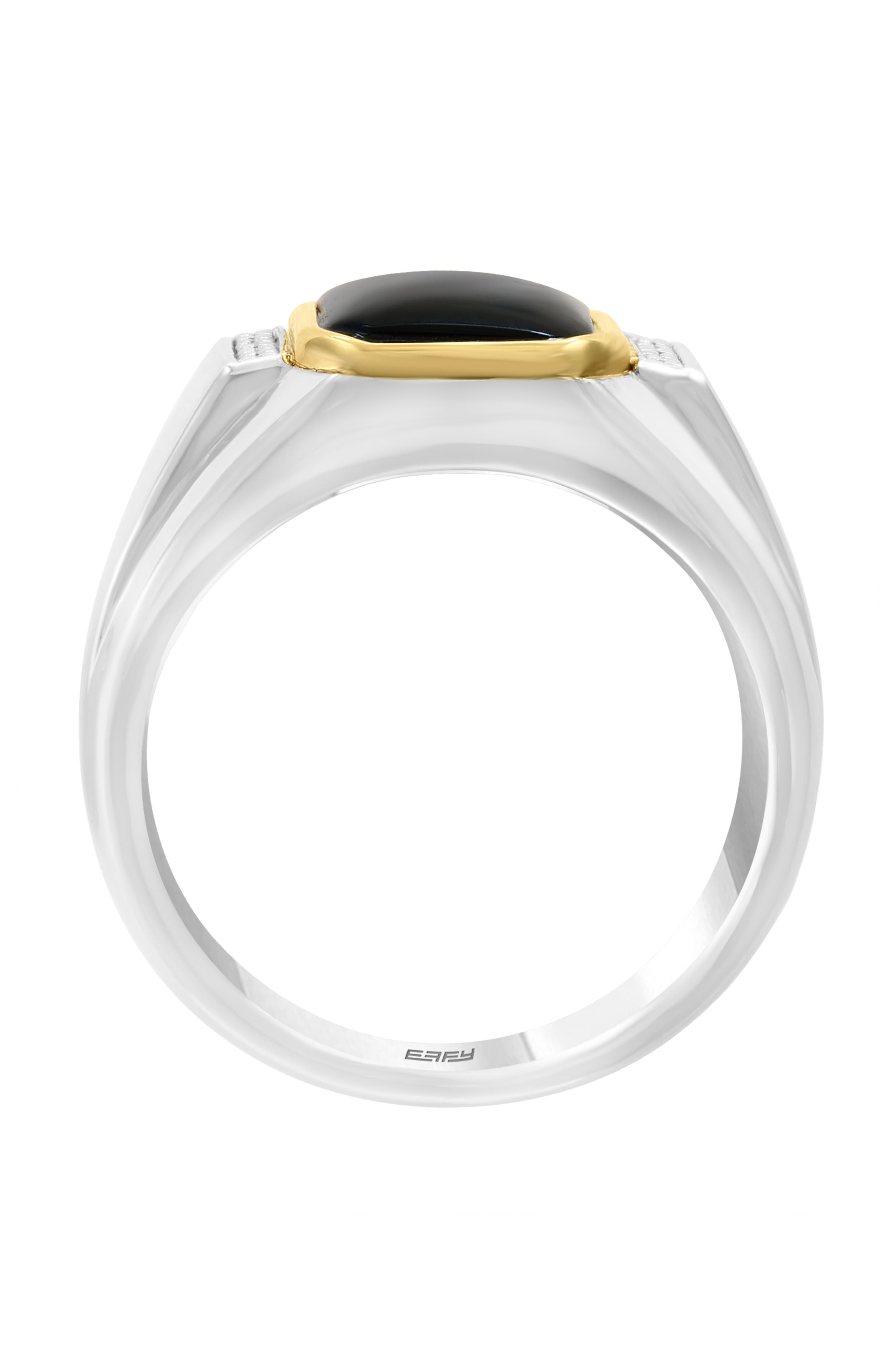 EFFY Men's Two-Tone Onyx & Diamond Ring