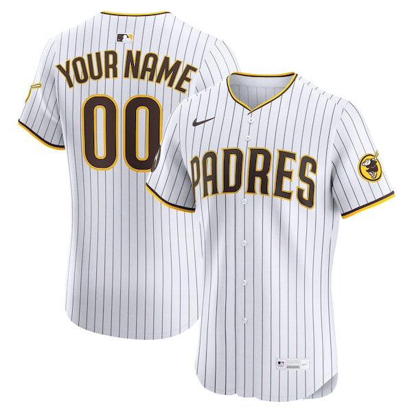 San Diego Padres Nike Home Elite Sponsor Patch Custom Jersey - White