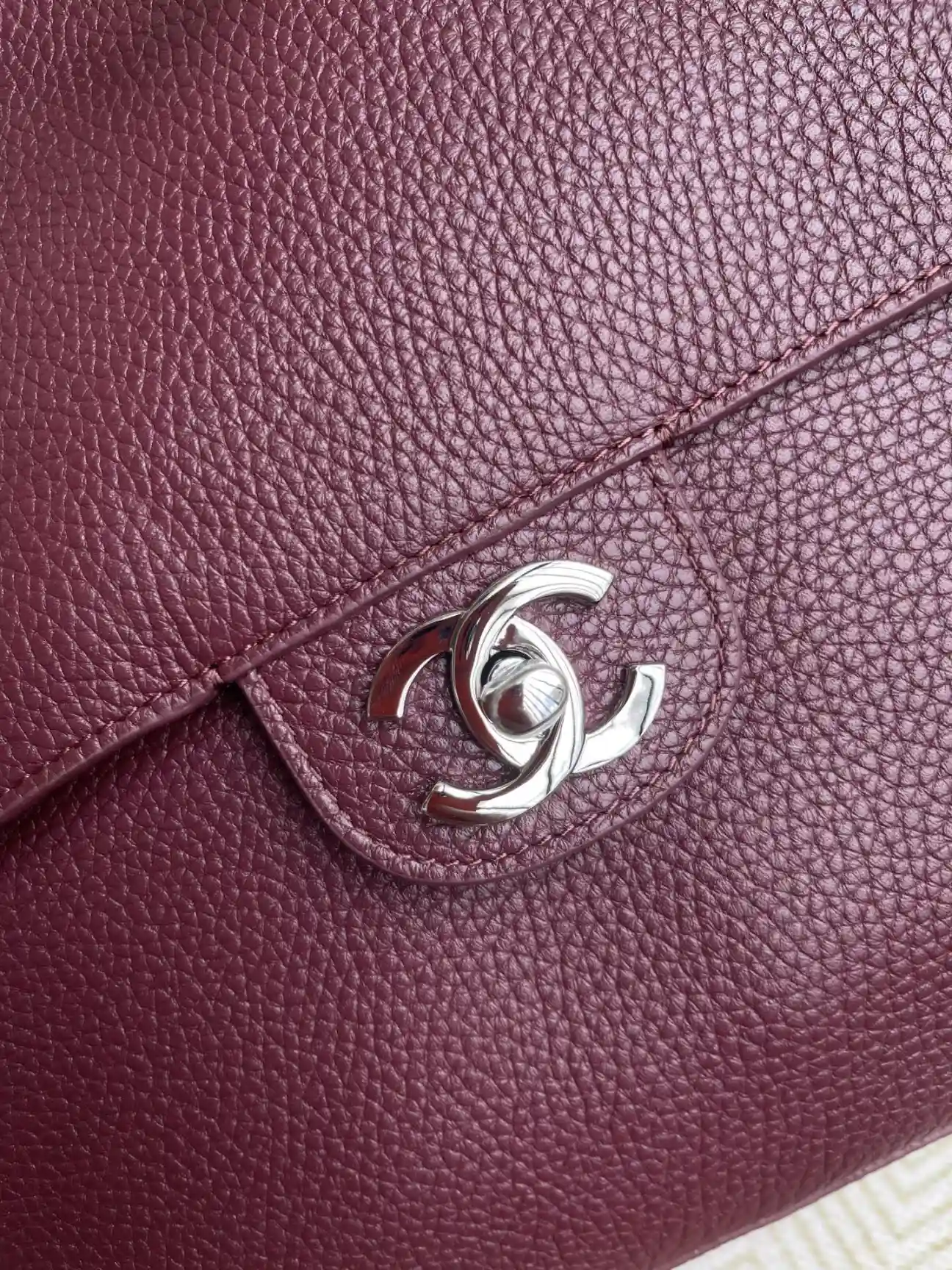 Chanel Burgundy Classic Flap Grained Leather Top Handle Bag product photo from LabelPicks