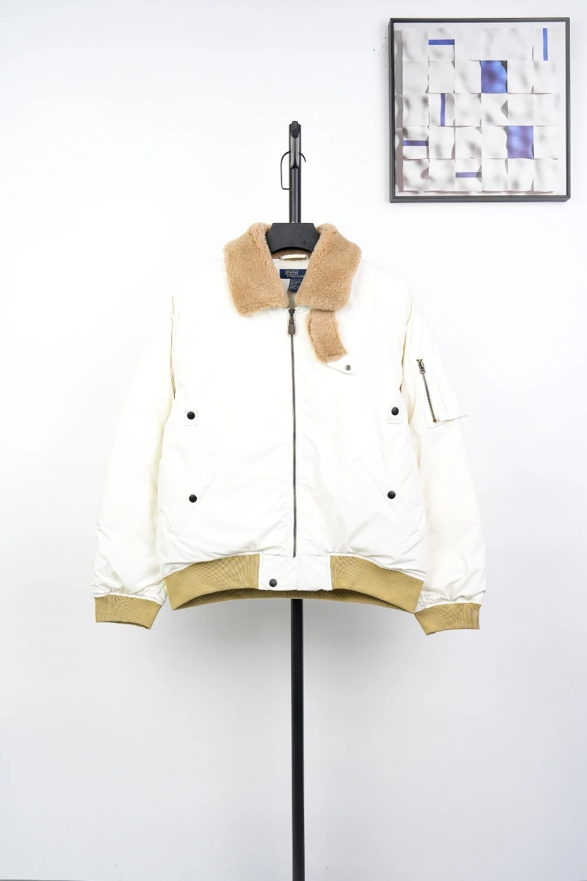 Ralph Lauren Off White Sherpa Collar Pony Embroidered Down Jacket product photo from LabelPicks