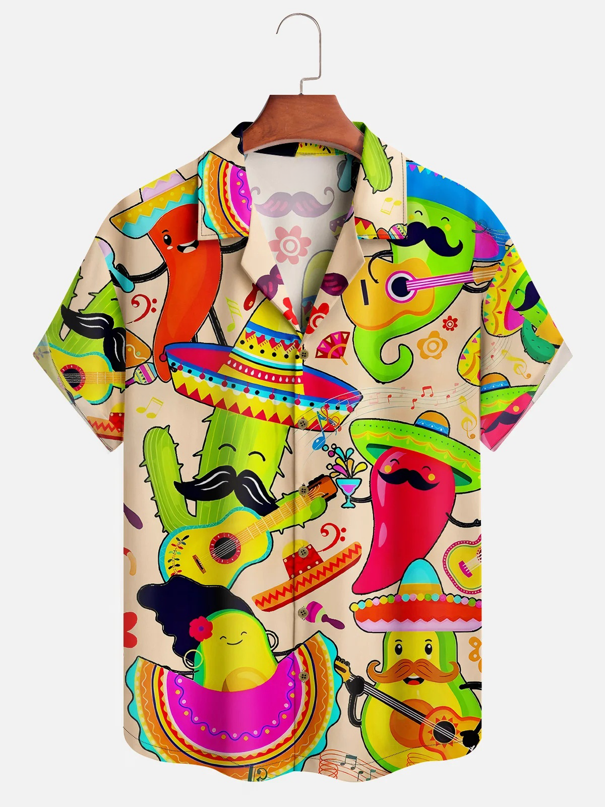 Mexican Culture Cactus Chili Pepper Short Sleeve Aloha Shirt