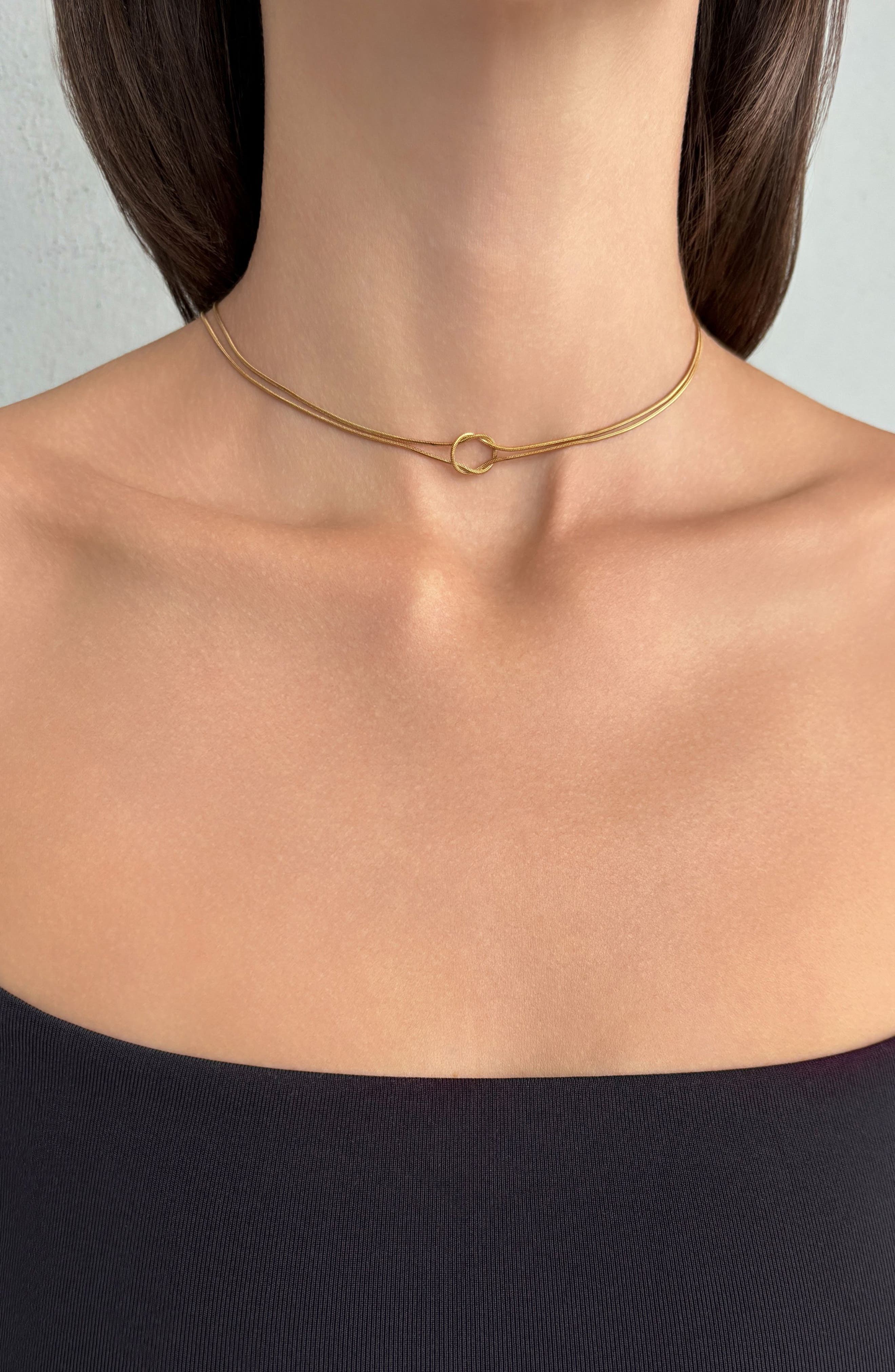 Adornia 18K Gold Plated Knotted Snake Chain Necklace
