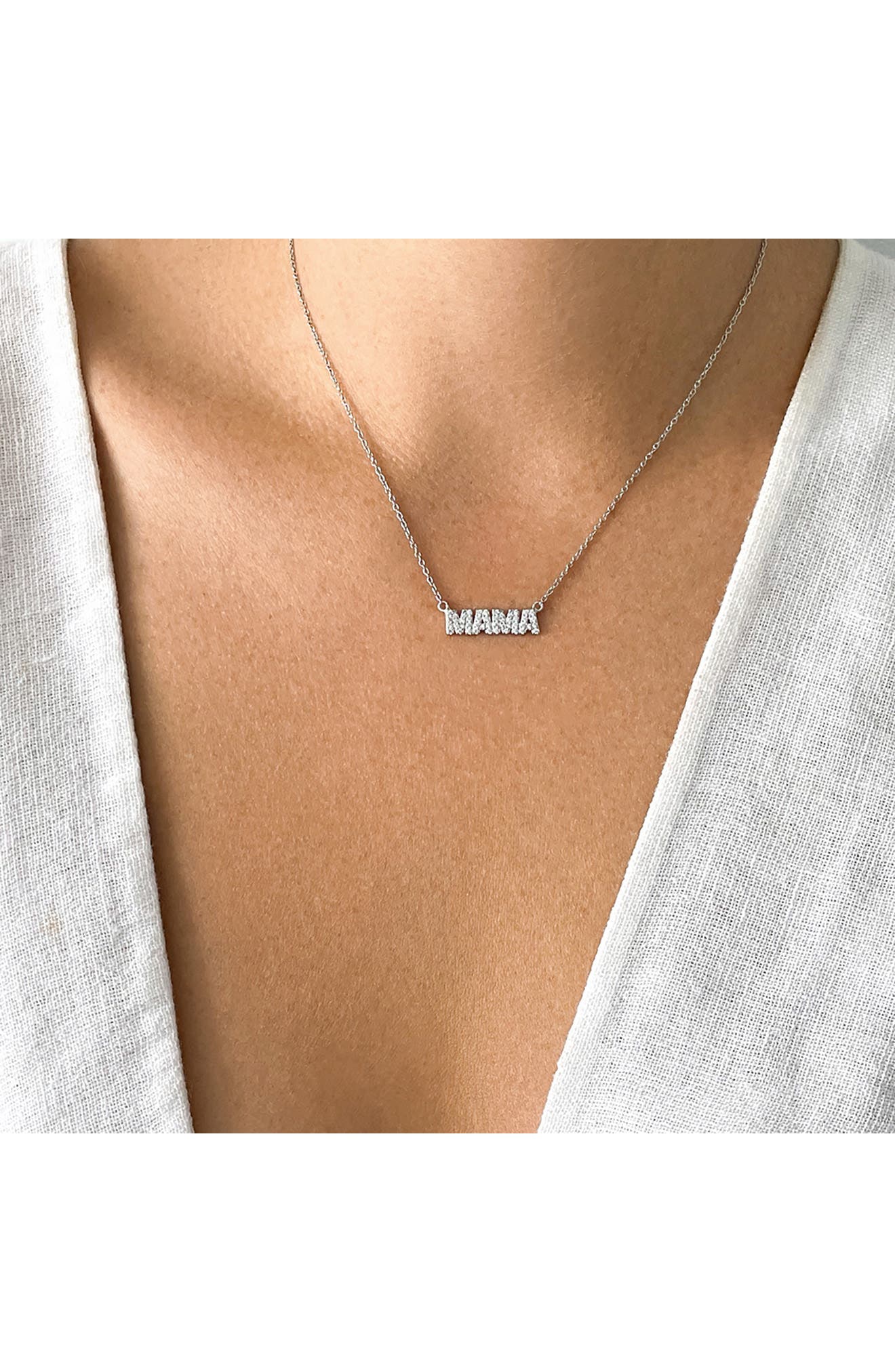 Adornia Swarovski Crystal Mama Necklace