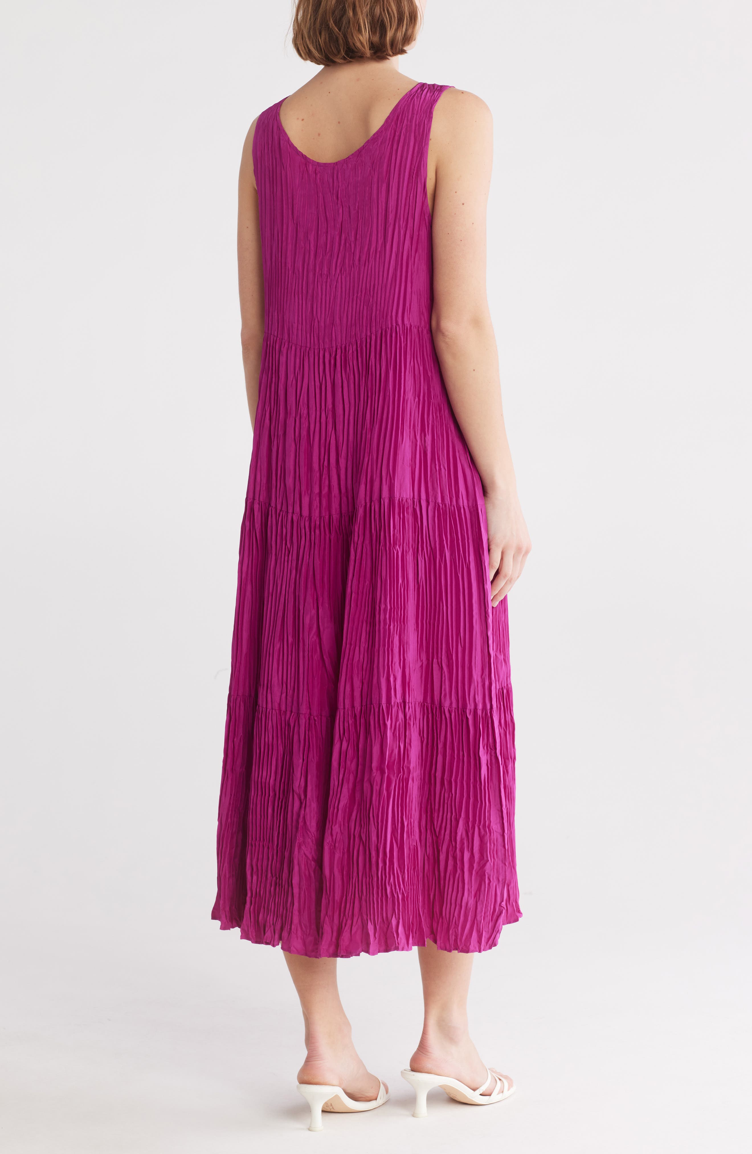 Eileen Fisher Sleeveless Tiered Silk Maxi Dress