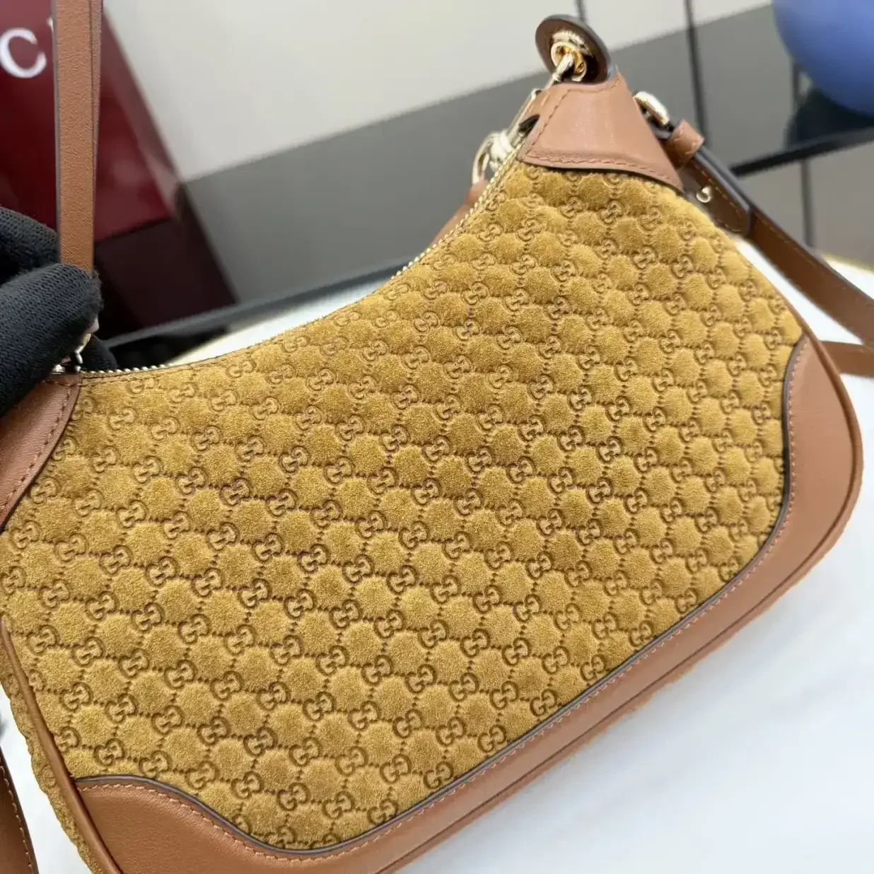 Gucci Suede Leather Crossbody Bag product photo from LabelPicks