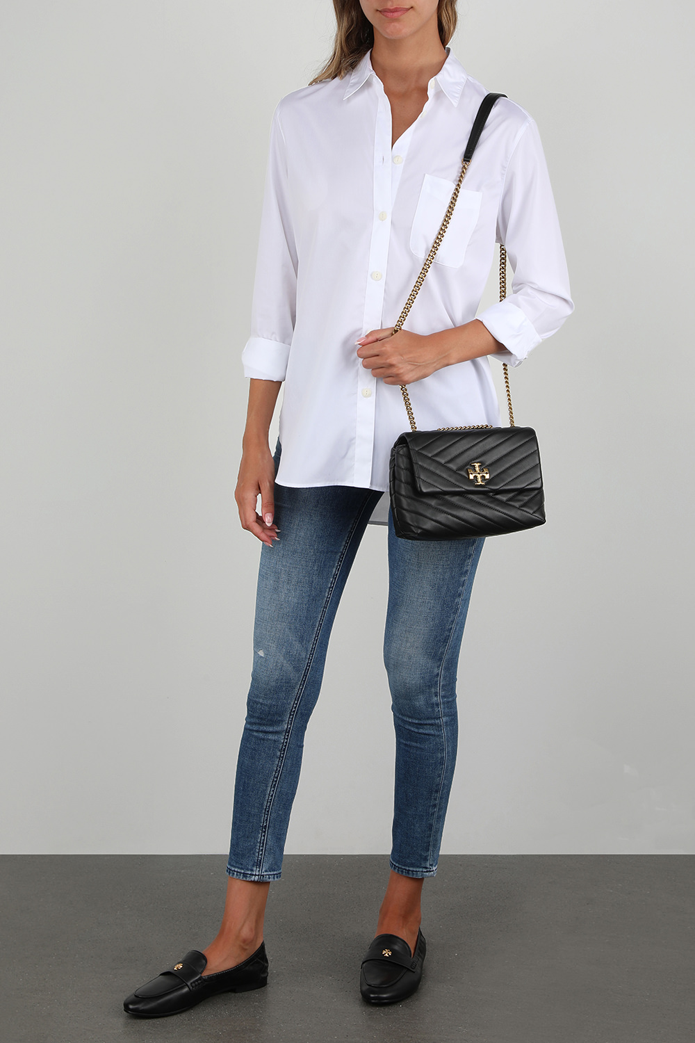 TORY BURCH תיק צד קירה מעור קווילט