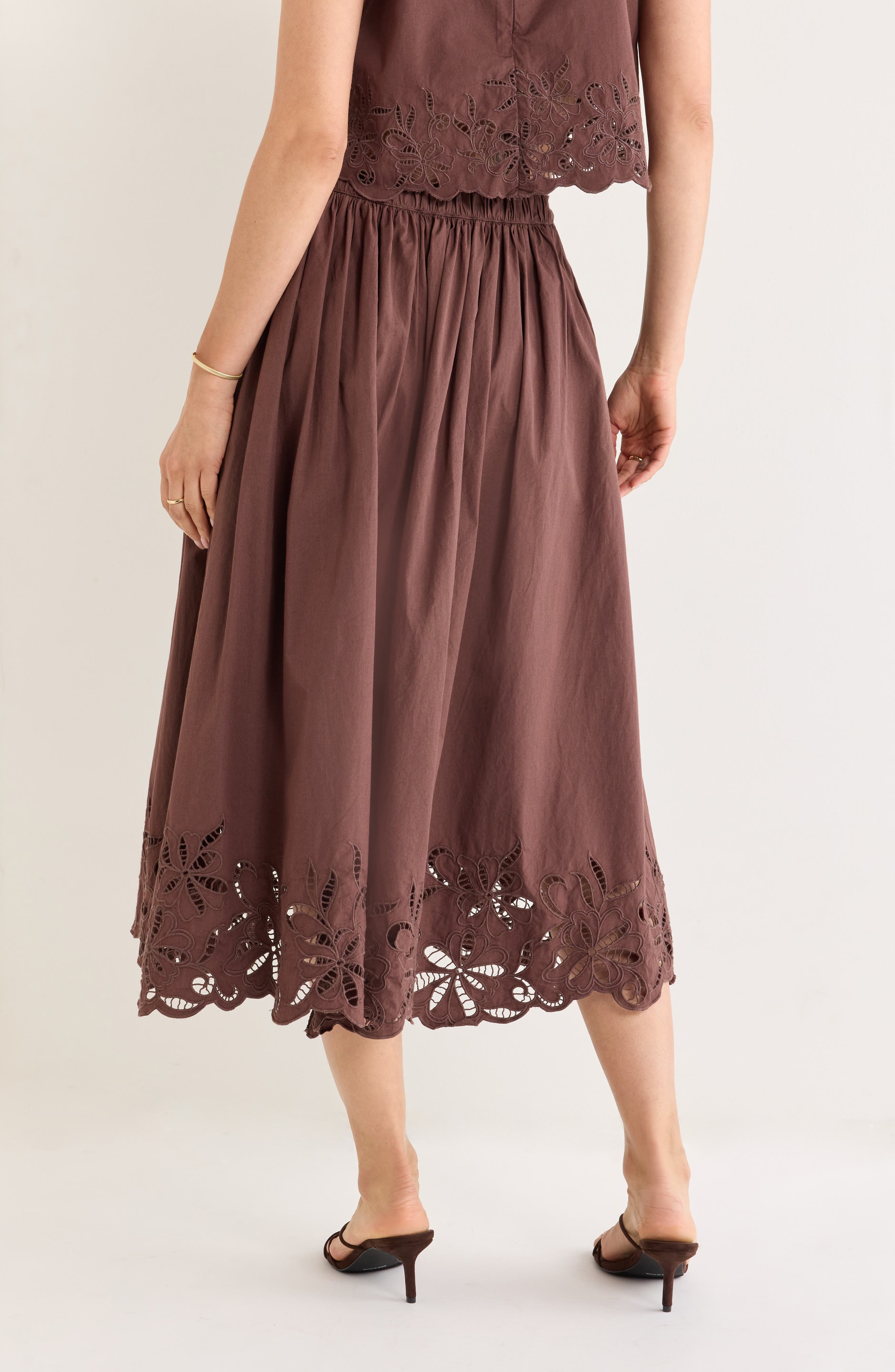 Nordstrom Schiffly Cotton Eyelet Midi Skirt
