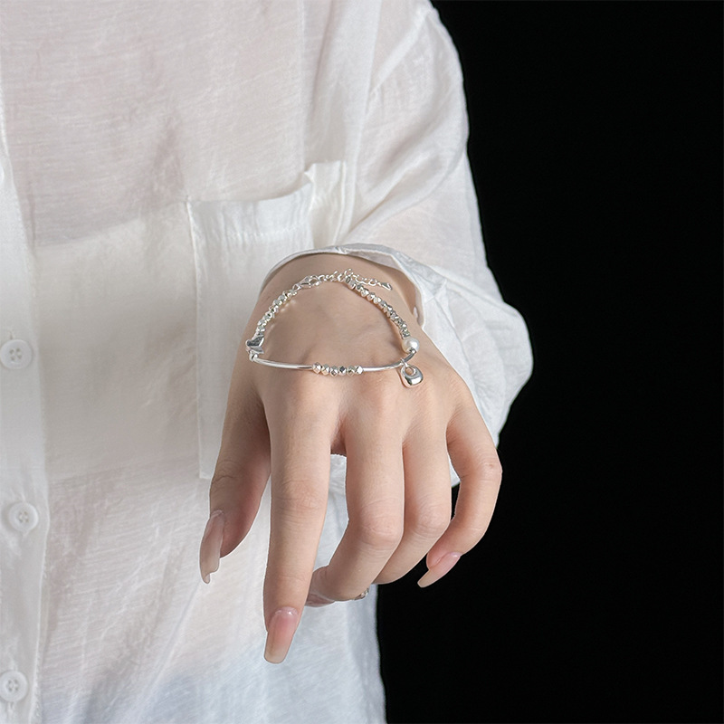 Original small silver nugget pearl bracelet, a trendy and artistic piece in the Chinese retro style, featuring a new Chinese design with fragmented silver accents, a popular and fashionable bracelet