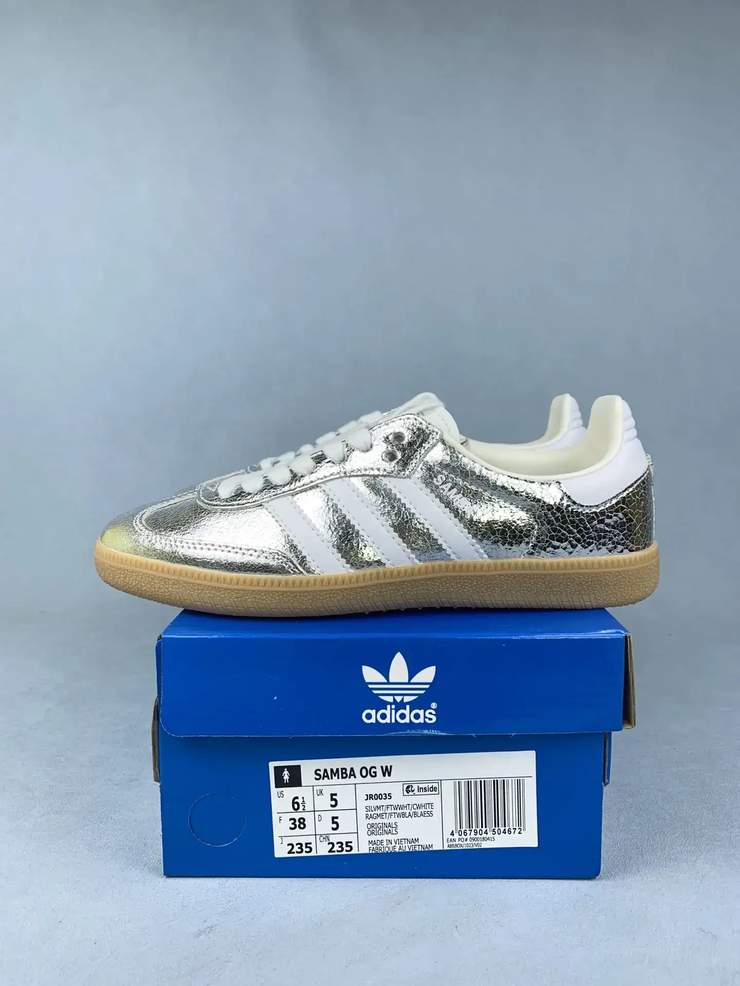 adidas Samba OG Silver Metallic Cracked Leather Shoes product photo from LabelPicks