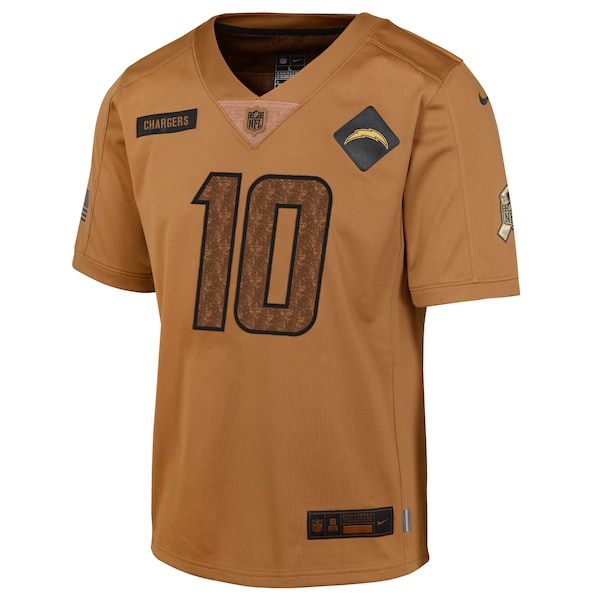 Justin Herbert Los Angeles Chargers Nike Youth 2023 Salute To Service Limited Jersey - Brown