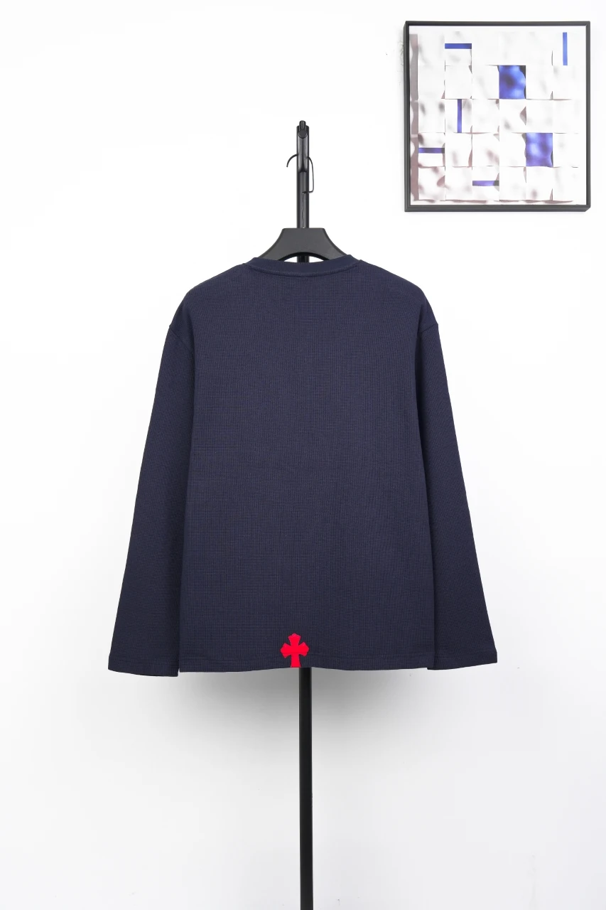 Chrome Hearts Navy Cross Leather Patch Waffle Henley Long Sleeve product photo from LabelPicks