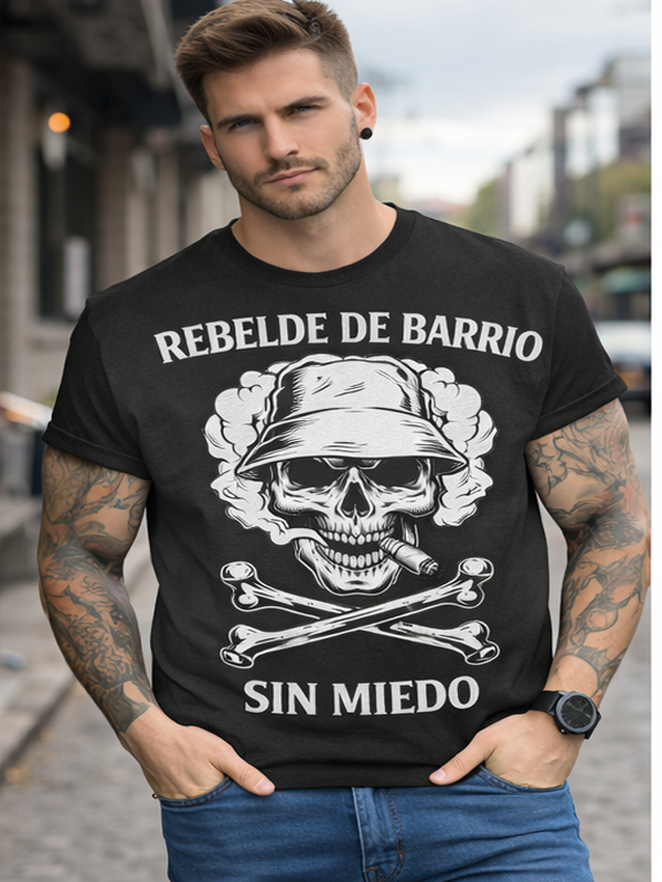 Remera “Rebelde de Barrio” – Calle y Calavera