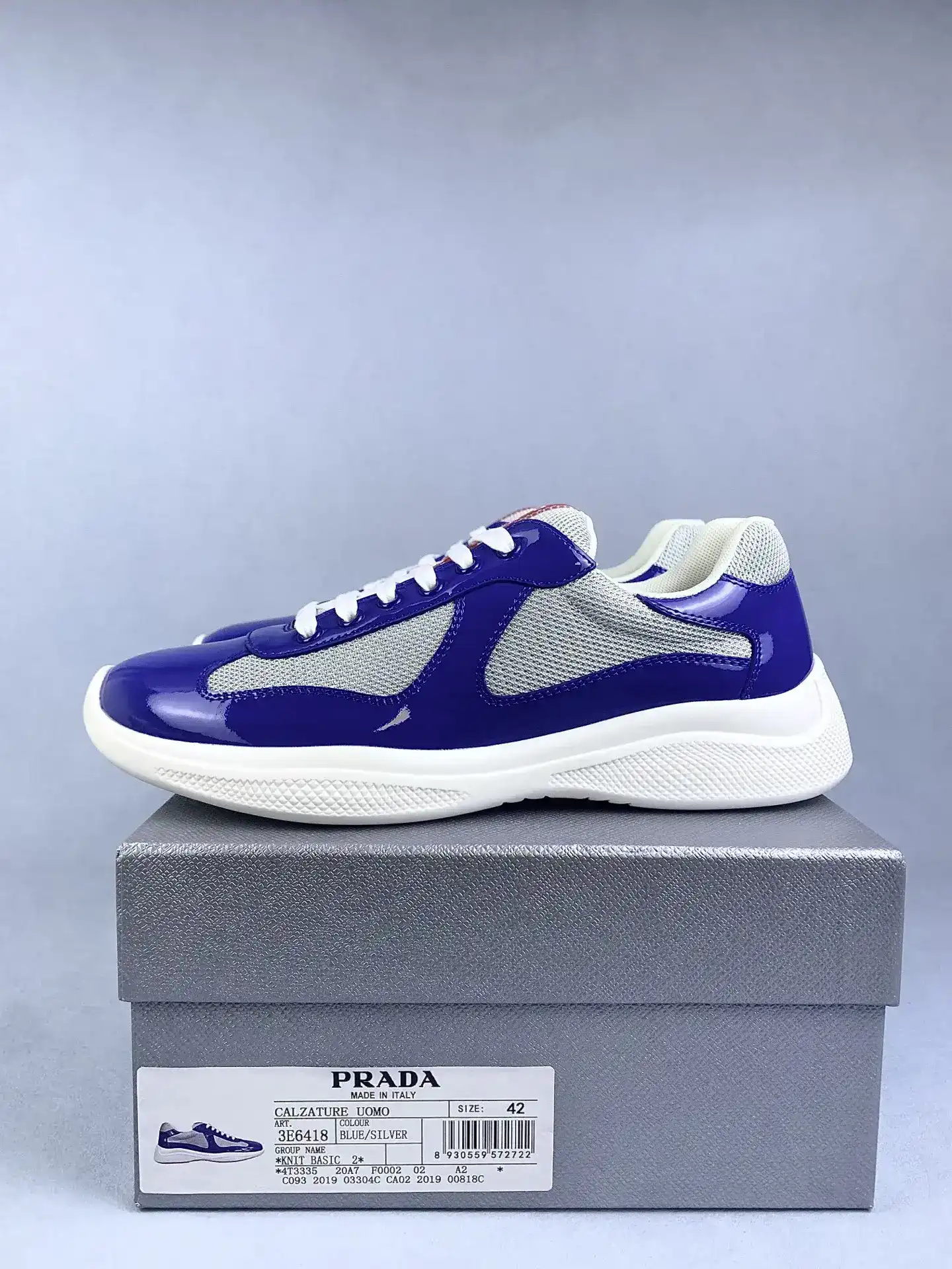 Patent leather and technical fabric Prada America's Cup sneakers product photo from LabelPicks