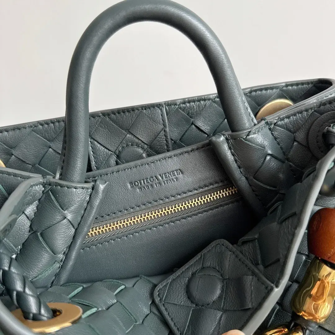 Bottega Veneta Andiamo Green Intrecciato Woven Leather Top Handle Bag product photo from LabelPicks