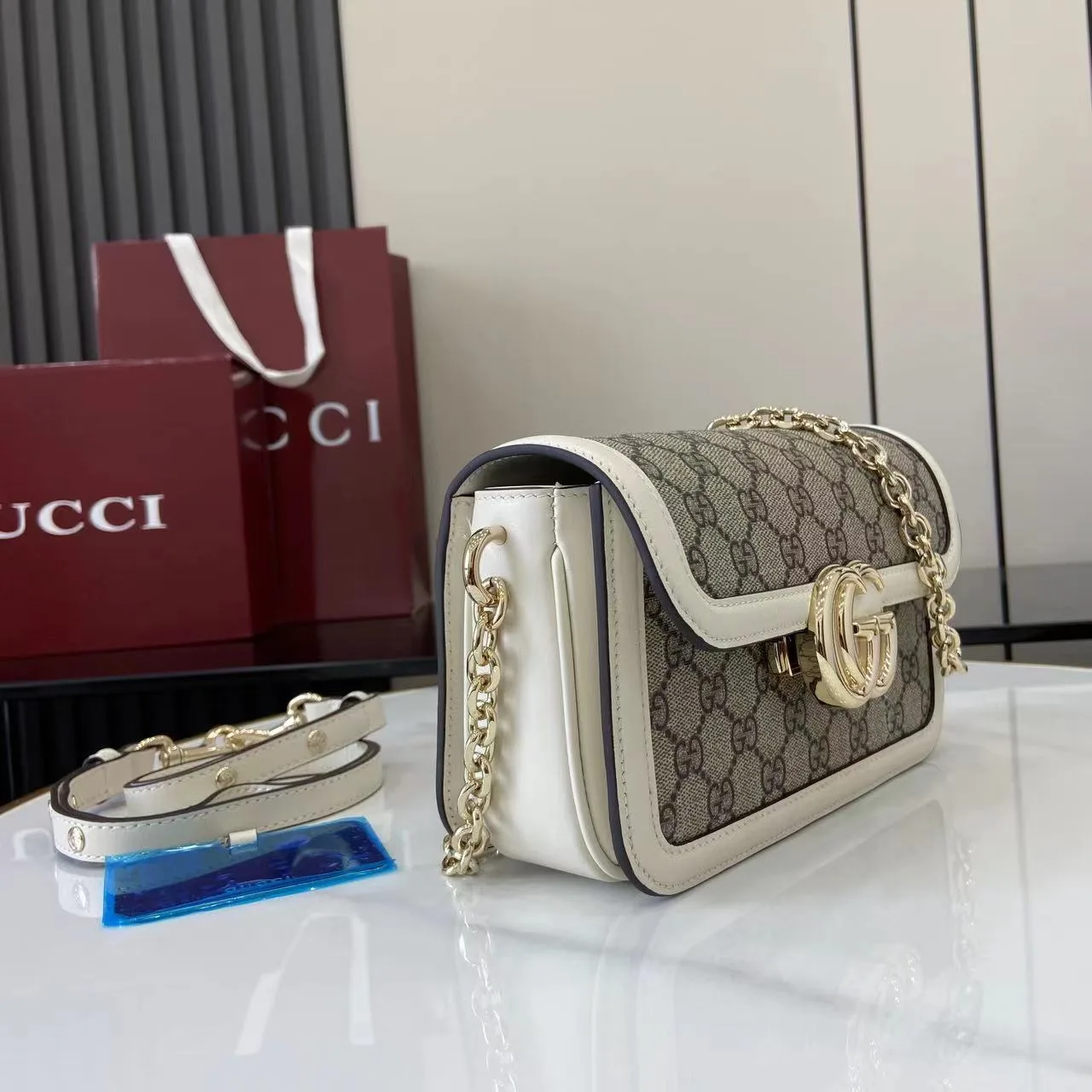 Gucci White Monogram Canvas Crossbody Bag product photo from LabelPicks
