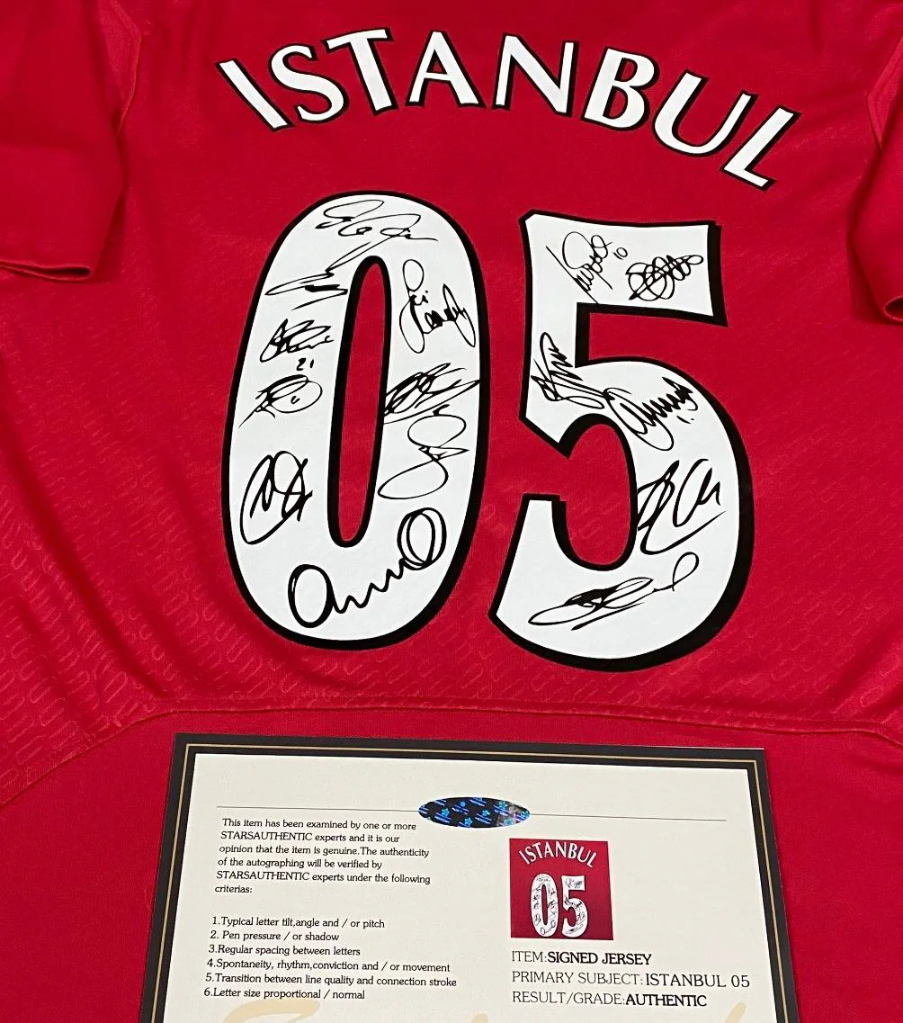 Liverpool FULL 2005 SIGNED Istanbul Squad Signature Jersey/Shirt - COA - 04/05
