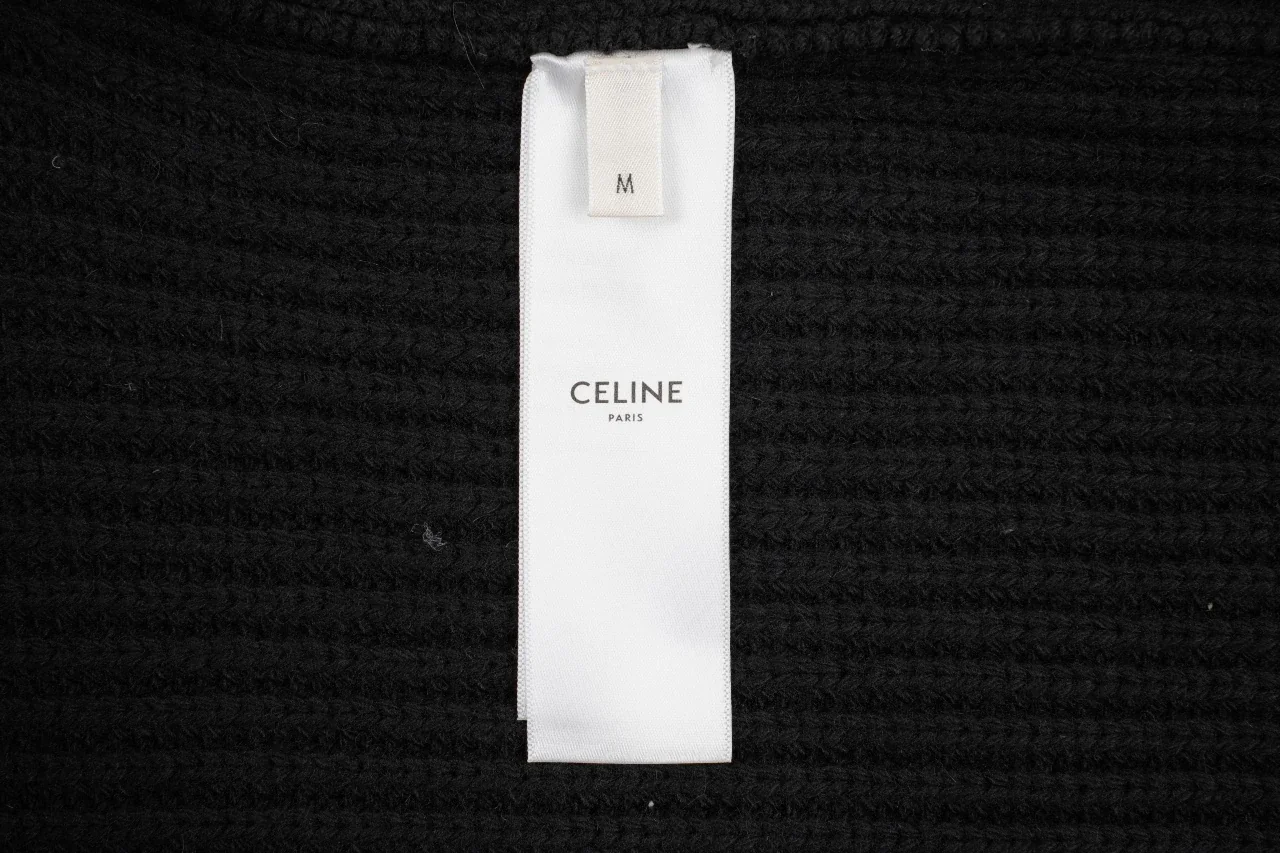 CELINE Black Triomphe Embroidered Knit Zip Cardigan product photo from LabelPicks