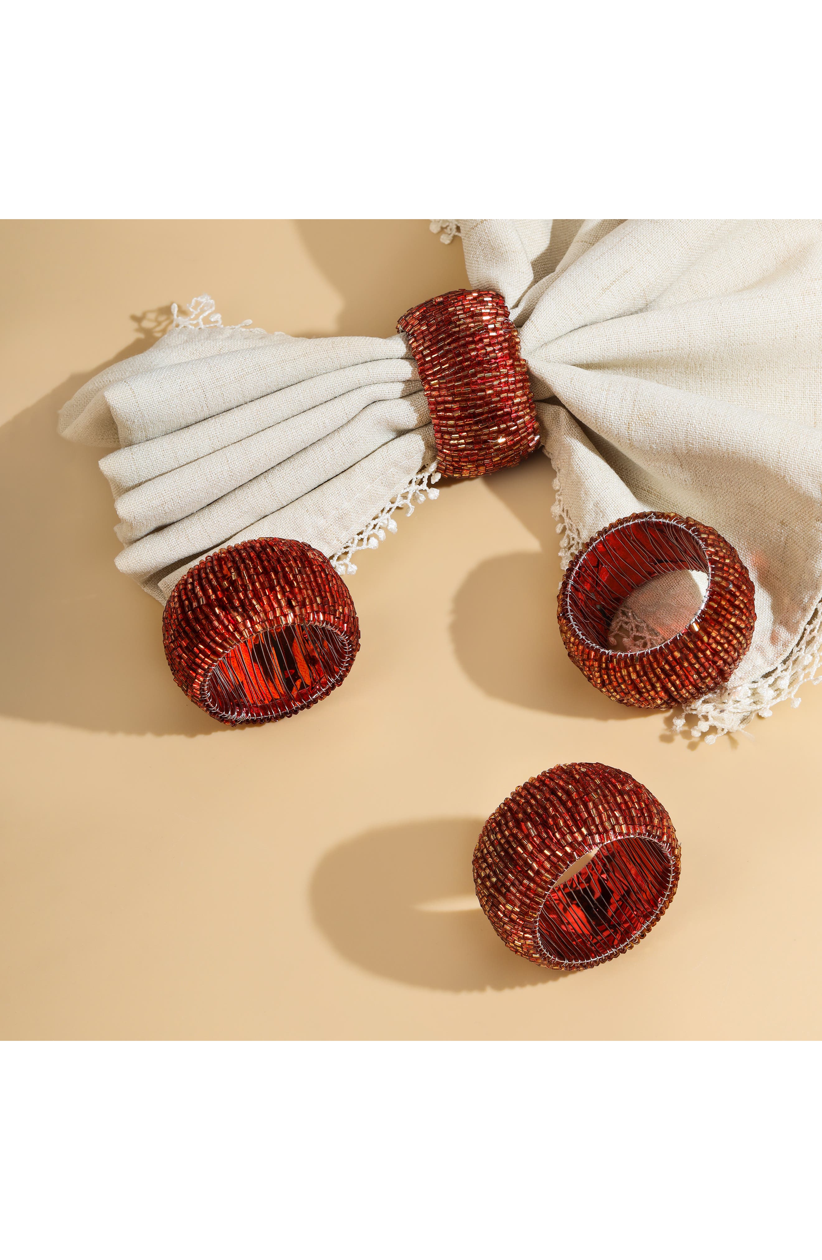 Tiramisu Radiant Beaded Set of 4 Napkin Rings