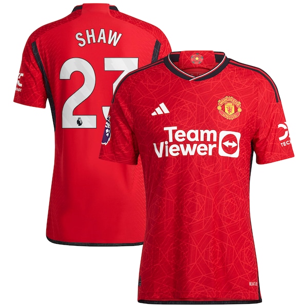 Luke Shaw Manchester United adidas 2023/24 Home Authentic Player Jersey - Red/Green