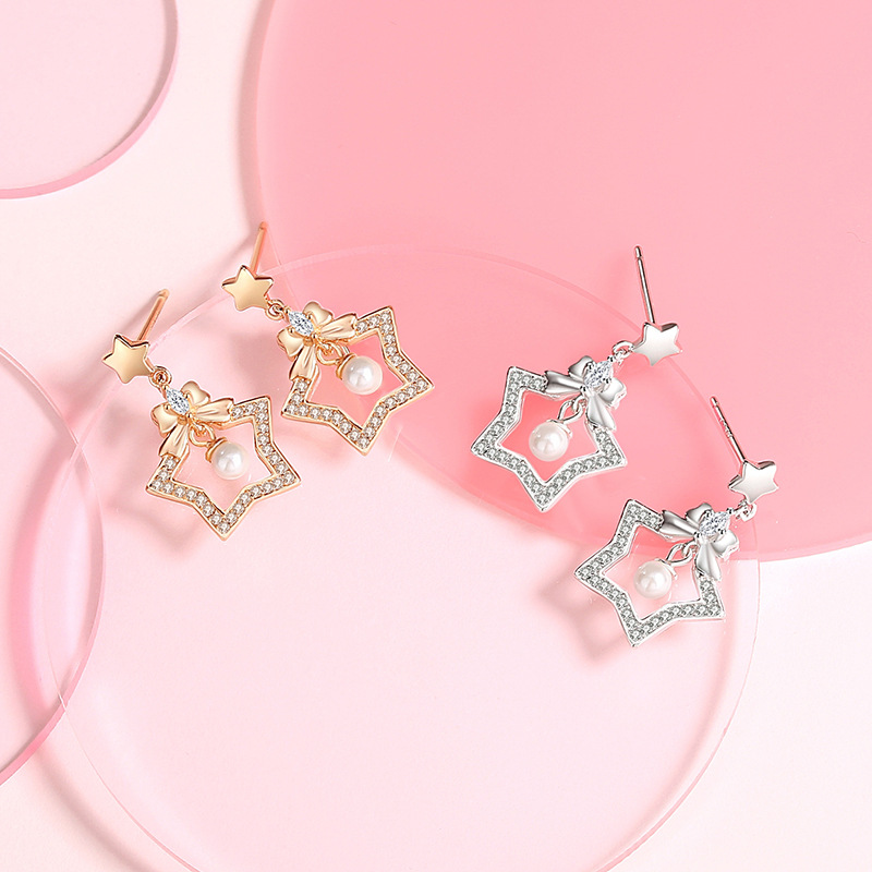 Original Christmas bell-shaped earrings, made of sterling silver, unique and cute, featuring a butterfly and star design, perfect as a birthday gift for a best friend