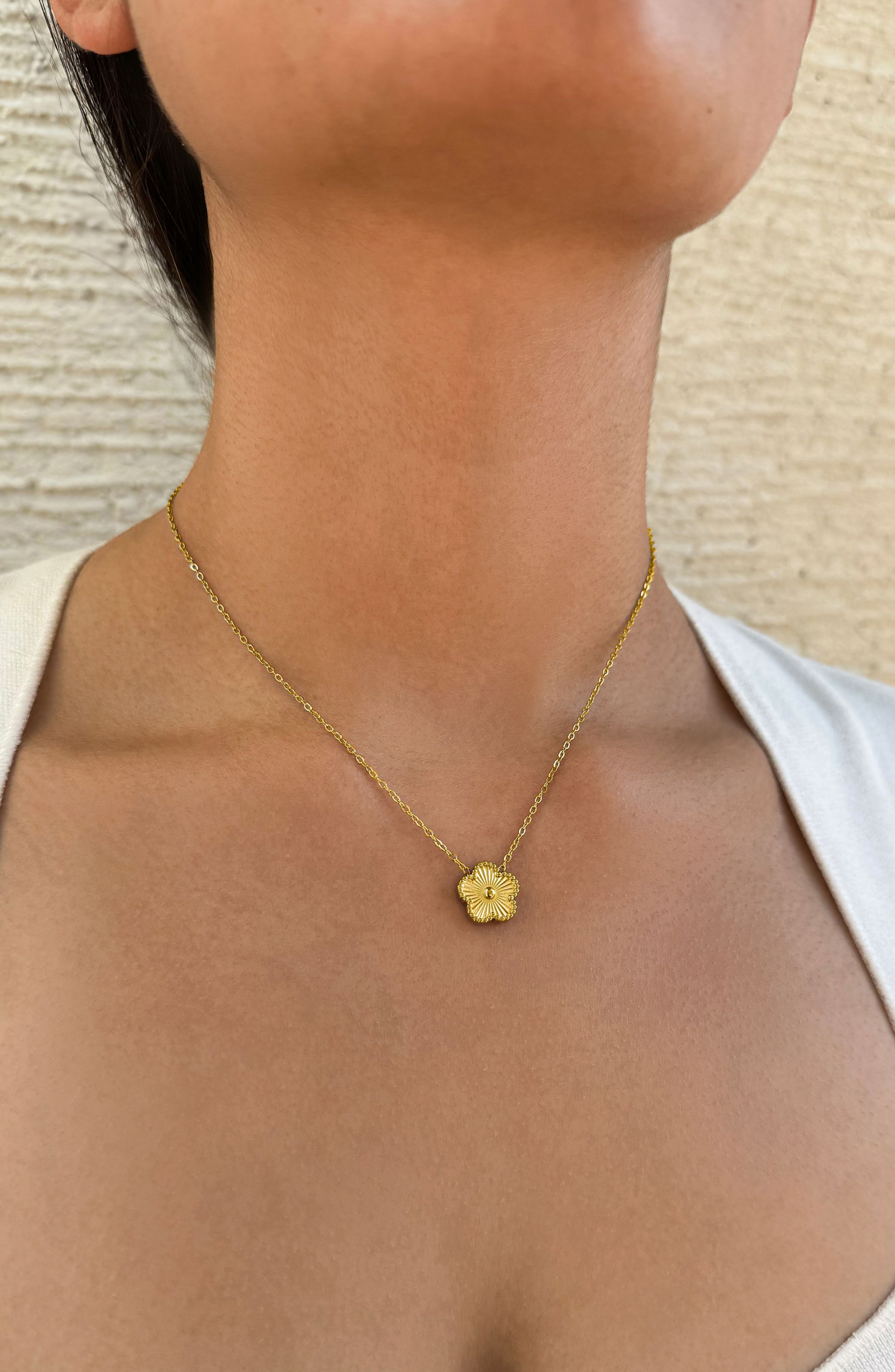 Adornia Tarnish Resistant Flower Pendant Necklace