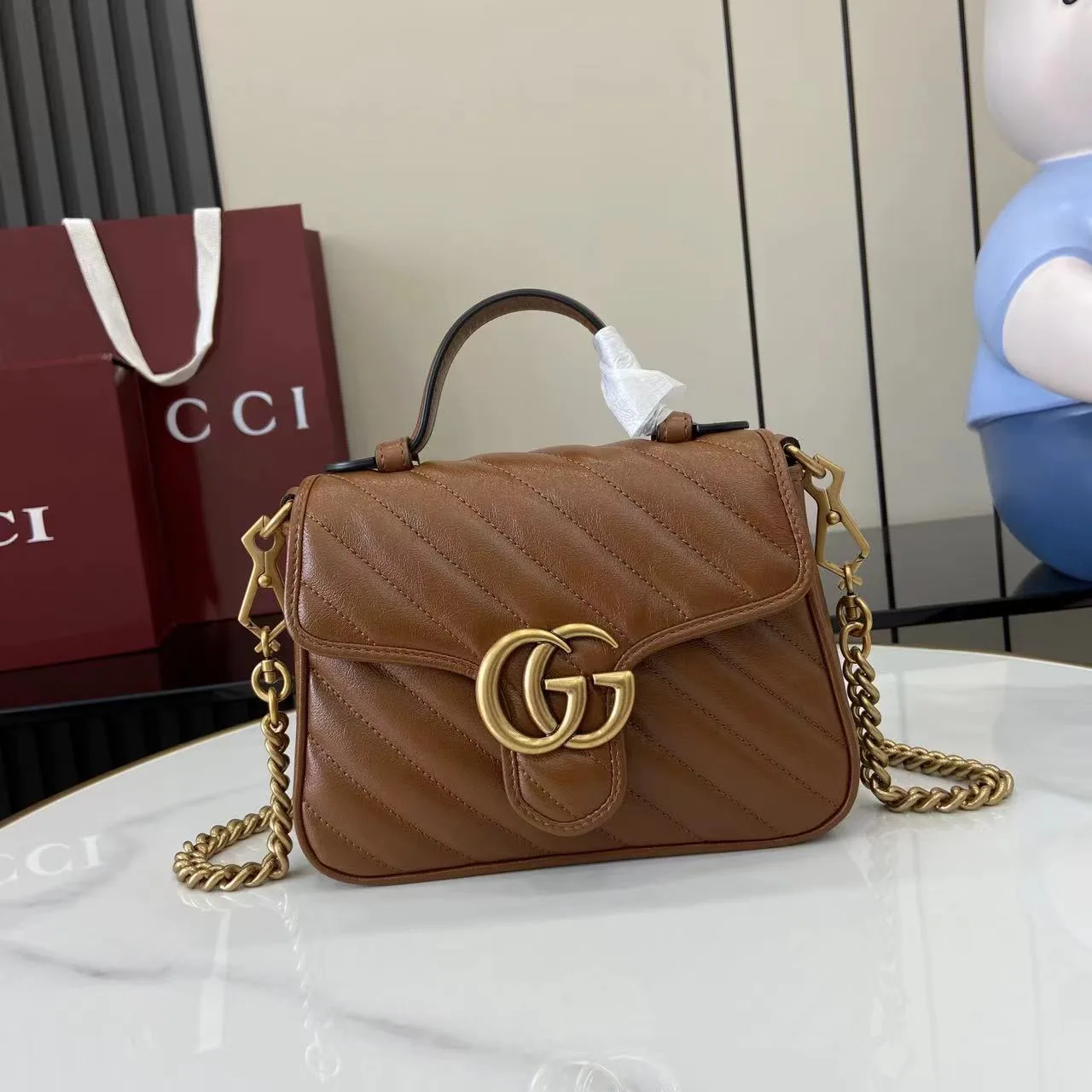 Gucci Brown Marmont GG Supreme Canvas Top Handle Bag product photo from LabelPicks