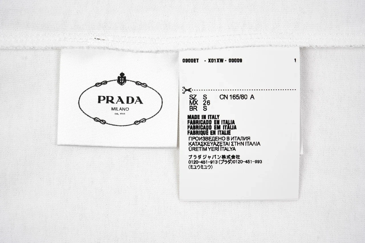 Prada White Distressed Badge Embroidered T-Shirt product photo from LabelPicks