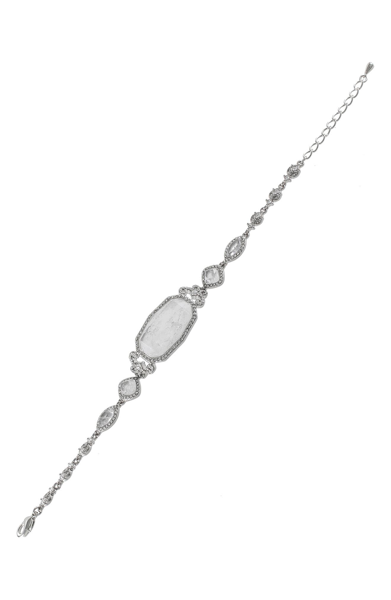 CZ by Kenneth Jay Lane Semi Precious Milky Quartz & CZ Bracelet