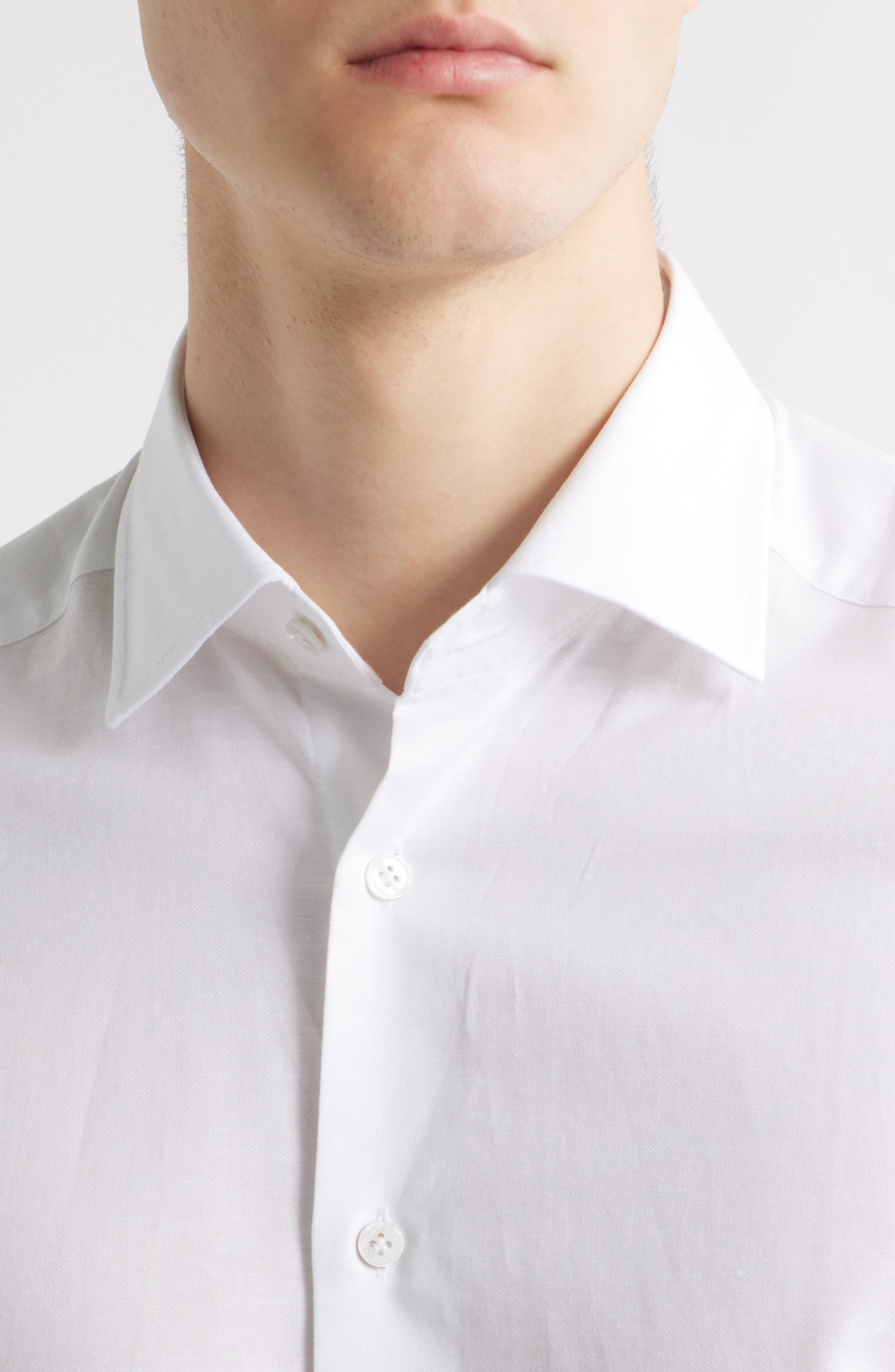 Jack Victor Danforth Stretch Cotton & Linen Blend Dress Shirt