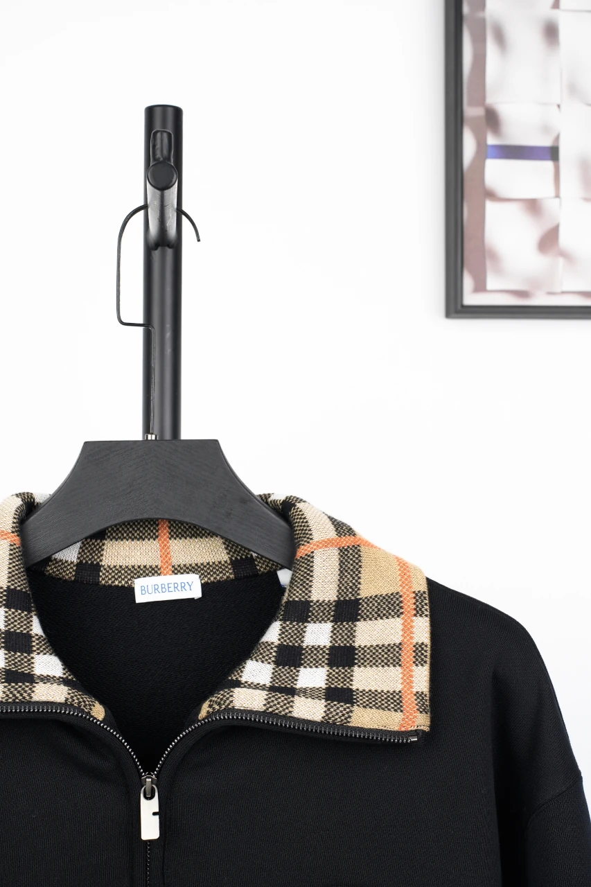Burberry Black Check Collar Wool Blend Sweatshirt product photo from LabelPicks