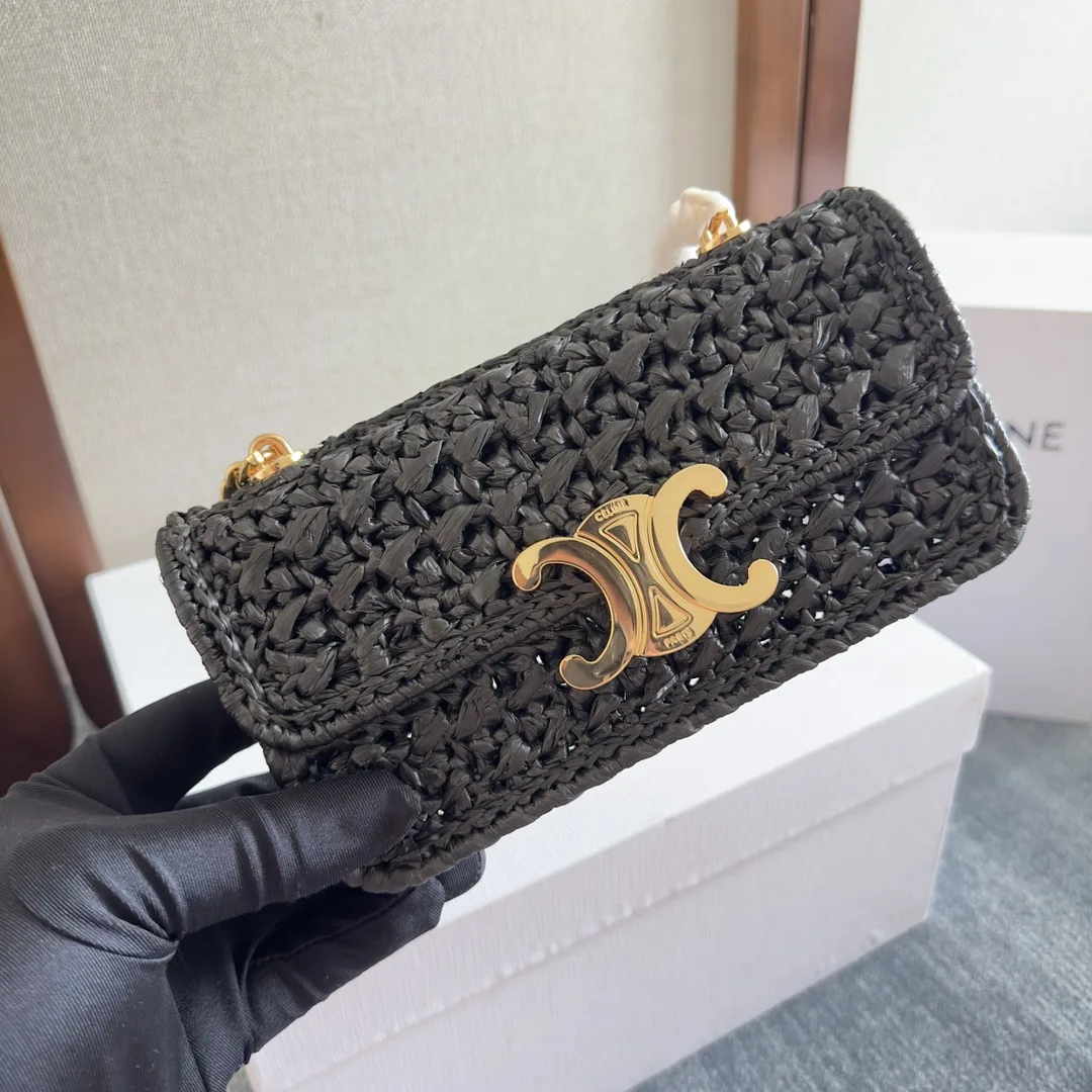 Celine Straw Woven Triomphe Shoulder Bag product photo from LabelPicks