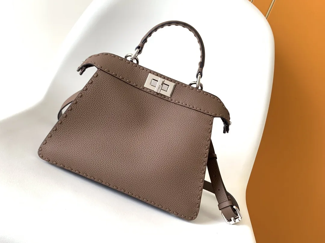 Fendi Brown Peekaboo Calfskin Top Handle Bag product photo from LabelPicks