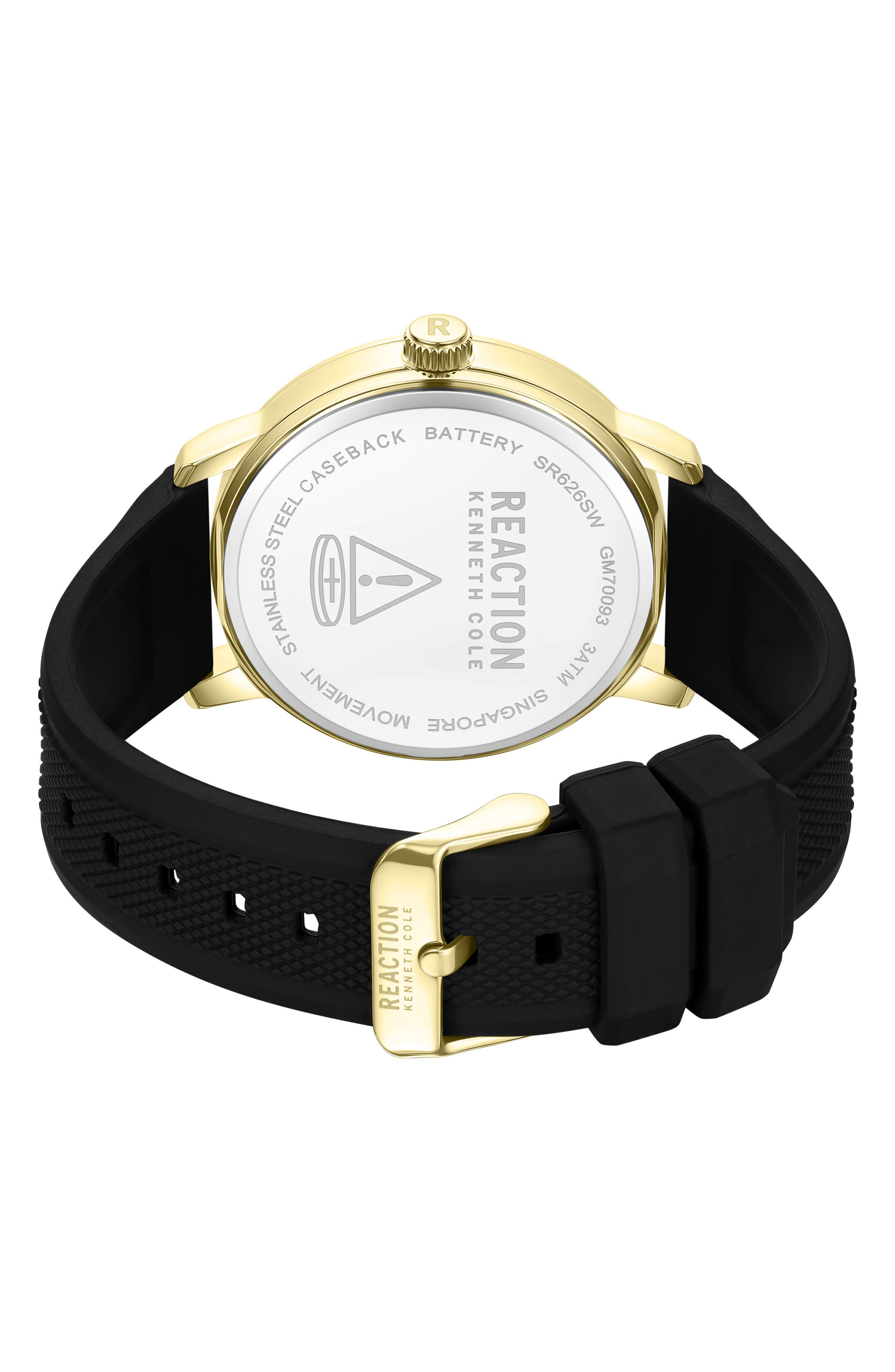 Kenneth Cole Reaction Classic Black Silicone Strap Watch, 44mm