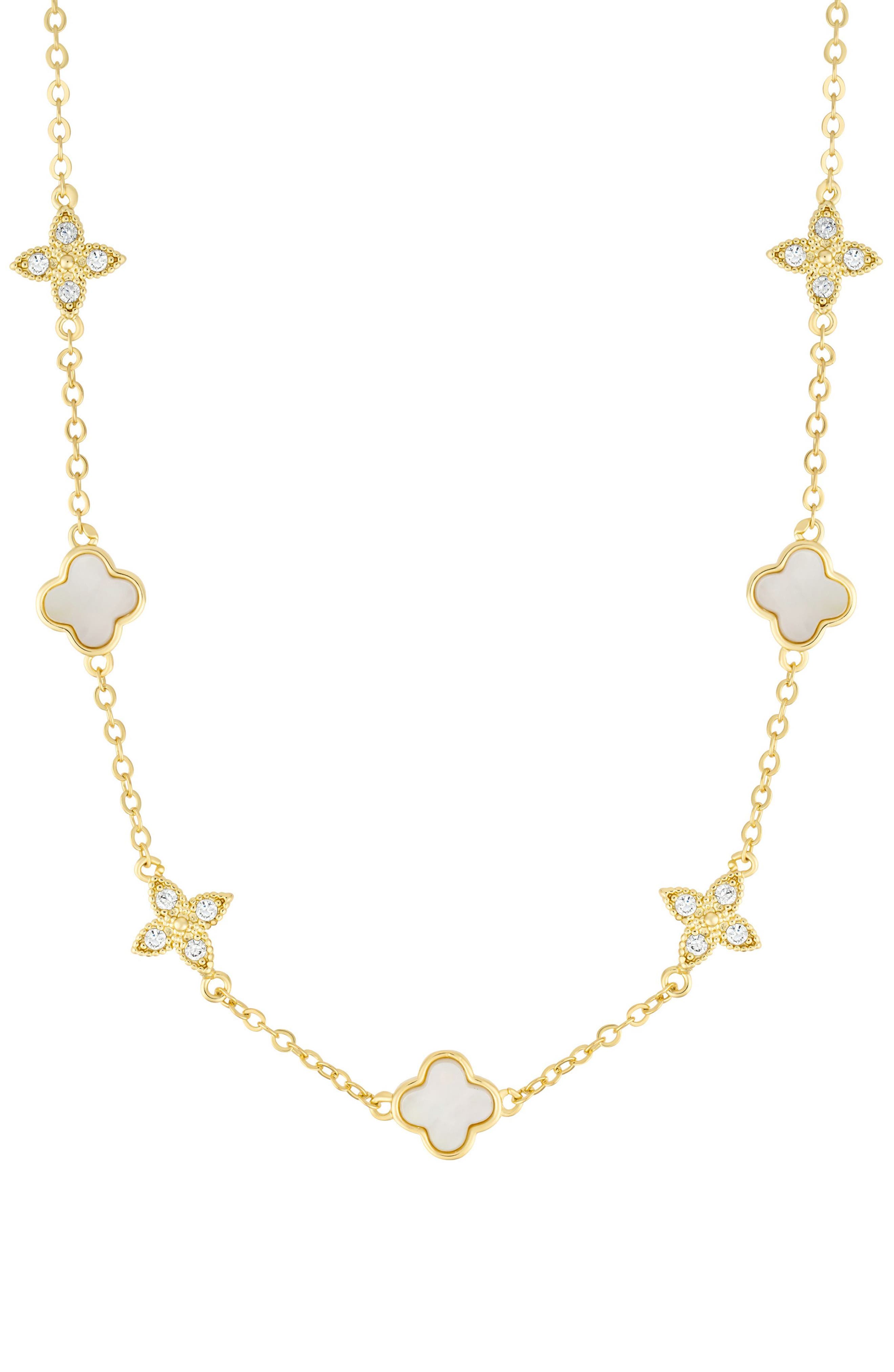 Adornia Clover Drop Earrings & Station Necklace Set