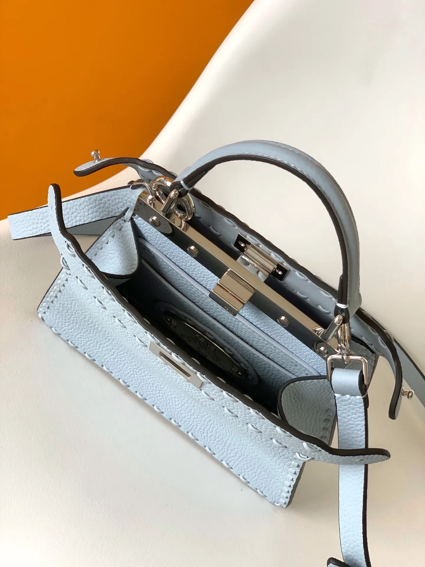 Fendi Blue Peekaboo Calfskin Top Handle Bag product photo from LabelPicks