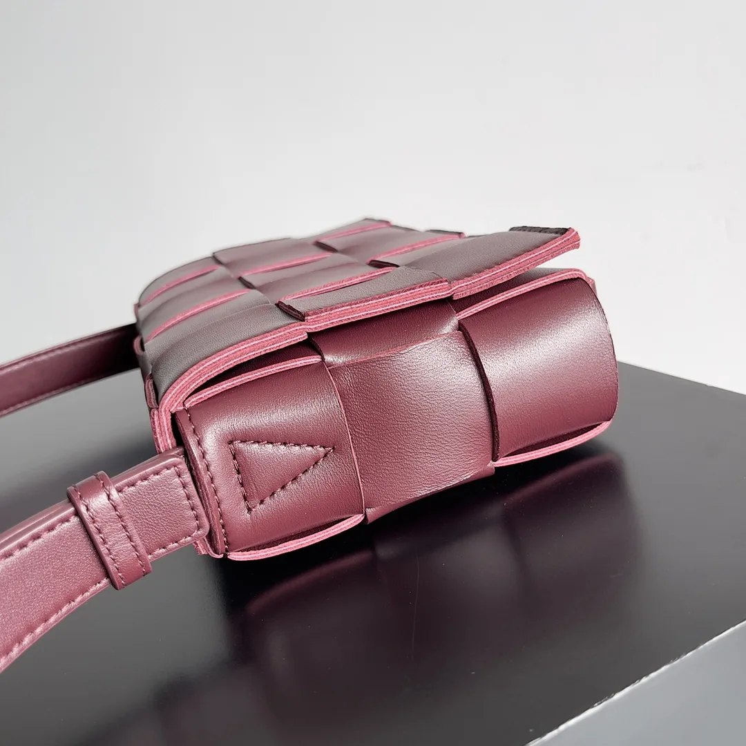 Bottega Veneta Cassette Burgundy Intrecciato Woven Leather Shoulder Bag product photo from LabelPicks