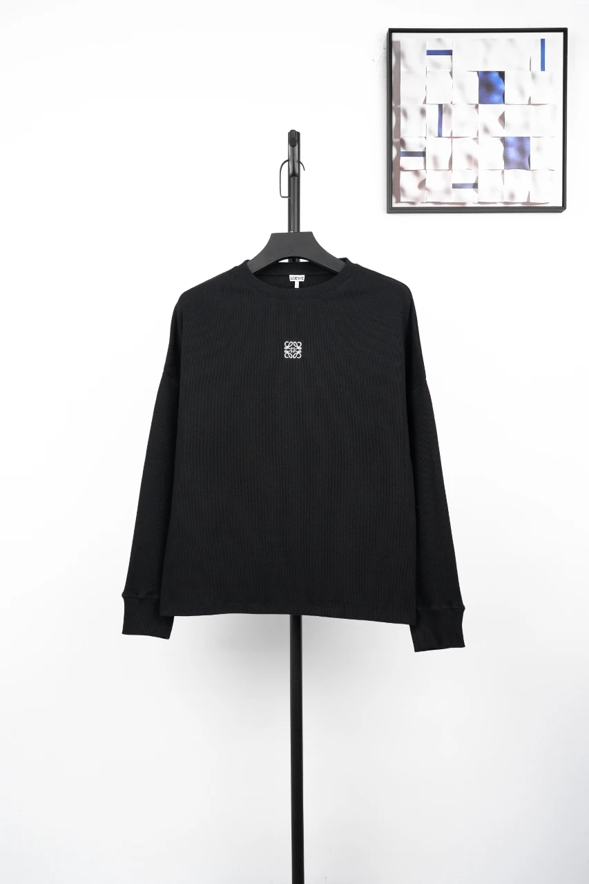 LOEWE Black Ribbed Anagram Long Sleeve Top product photo from LabelPicks