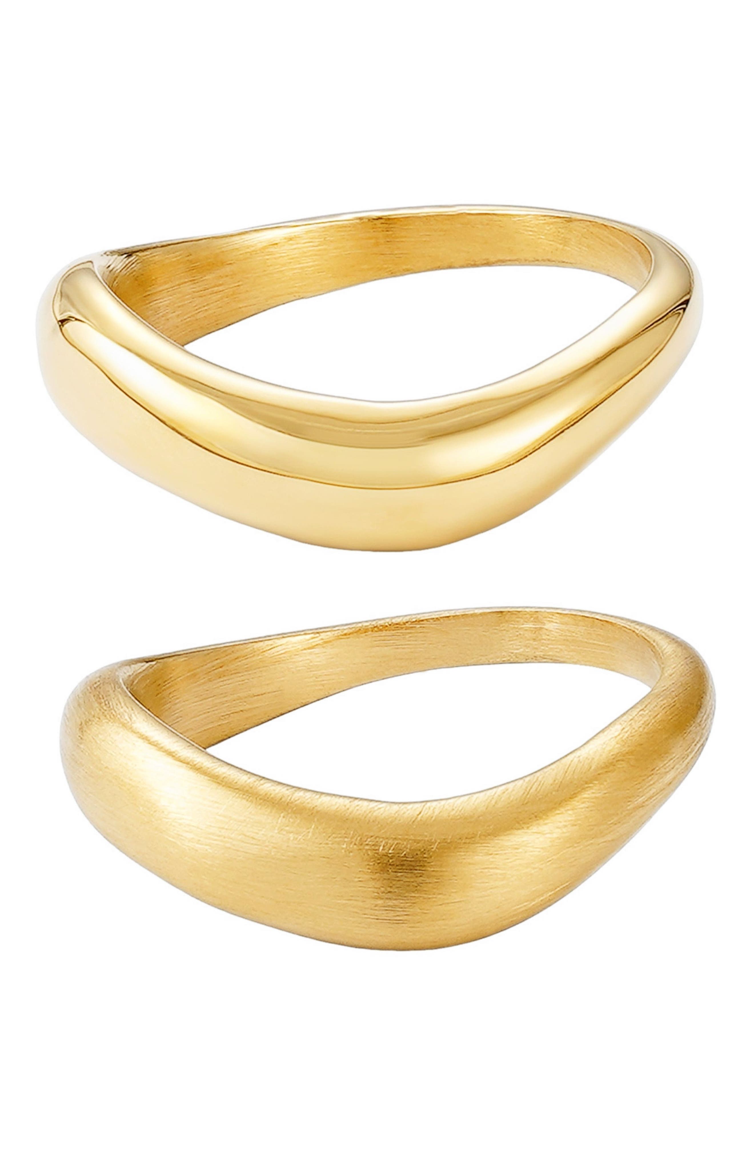 Adornia Set of 2 Wavy Band Rings