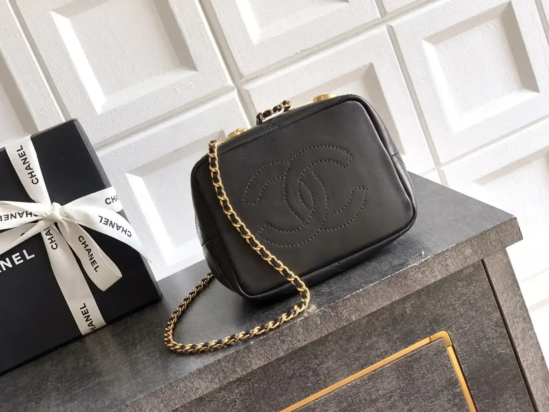 Chanel Black Quilted Leather Bucket Bag product photo from LabelPicks