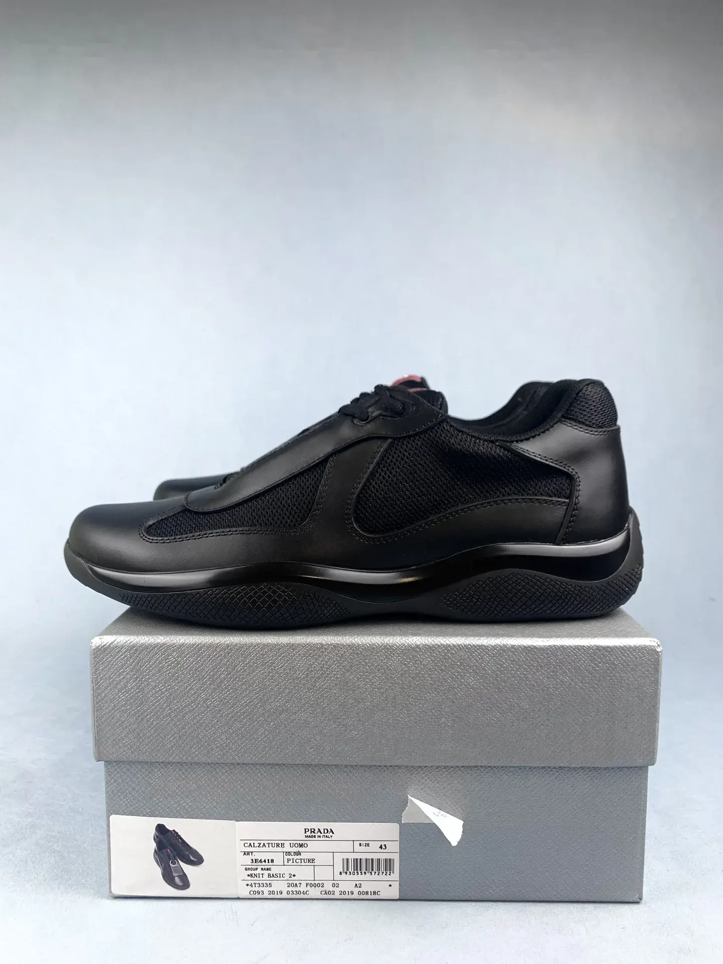 Prada America's Cup fabric and leather sneakers product photo from LabelPicks