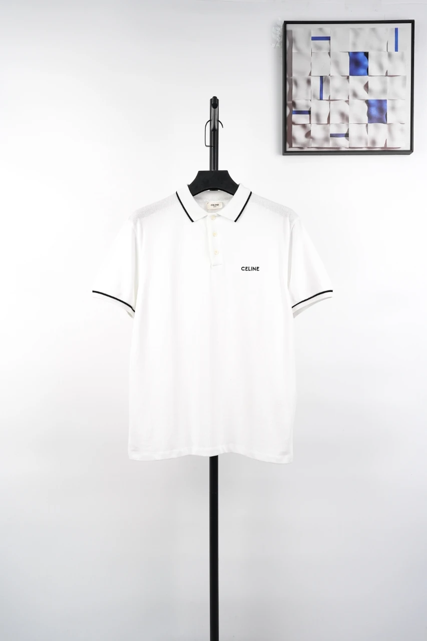 CELINE White Mini Letter Logo Polo Shirt product photo from LabelPicks