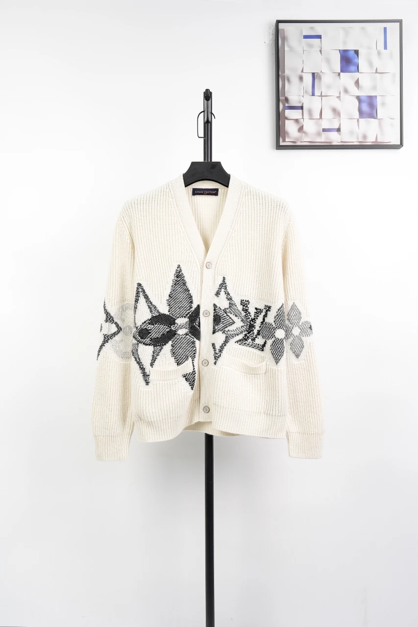 Louis Vuitton Off White Overlap Monogram Jacquard Cardigan Jacket product photo from LabelPicks