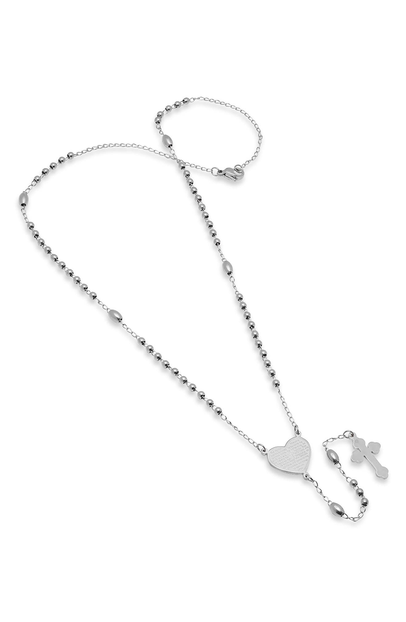 HMY JEWELRY The Lords Prayer Rosary Necklace
