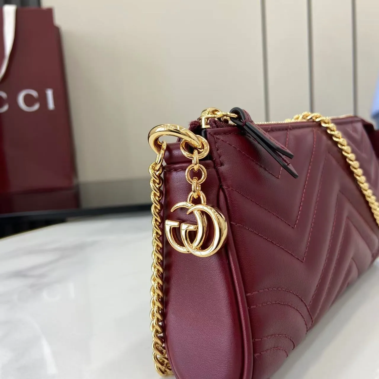 Gucci Red Marmont GG Supreme Canvas Shoulder Bag product photo from LabelPicks