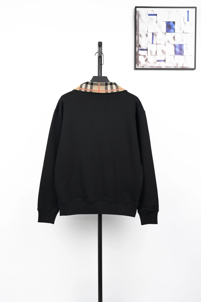 Burberry Black Check Collar Wool Blend Sweatshirt product photo from LabelPicks