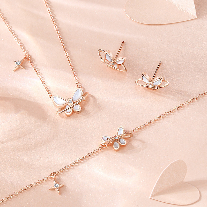 Original design star dream butterfly earrings for women 925 sterling silver rose gold earrings trendy style earrings for women