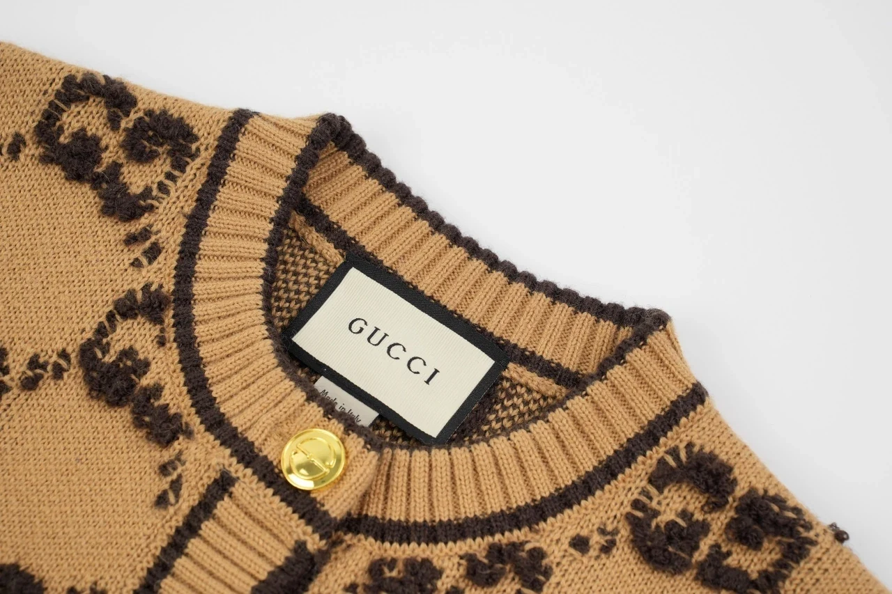 GUCCI Caramel Brown GG Jacquard Knit Cardigan product photo from LabelPicks