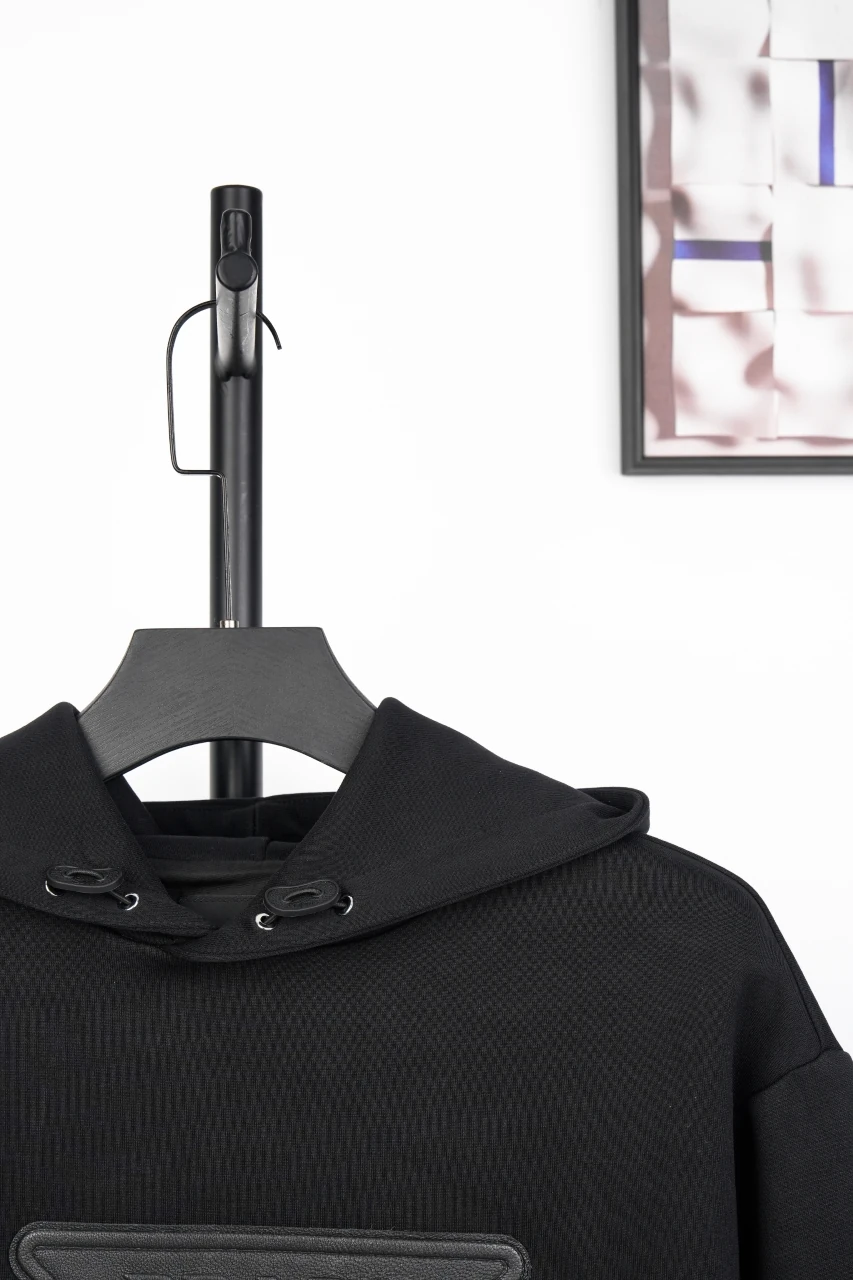 Prada Black Hoodie with Leather Triangle Logo product photo from LabelPicks